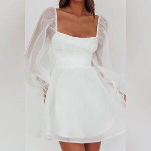 NEW Selfie Leslie I've Got Sunshine Long Sleeve Mini Dress White US XXL NWT